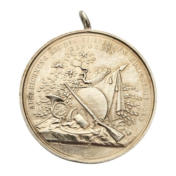 Unbranded Jewelry - Sterling Silver German Shooting Pendant Medal, Antique 1920s Pendant L965
